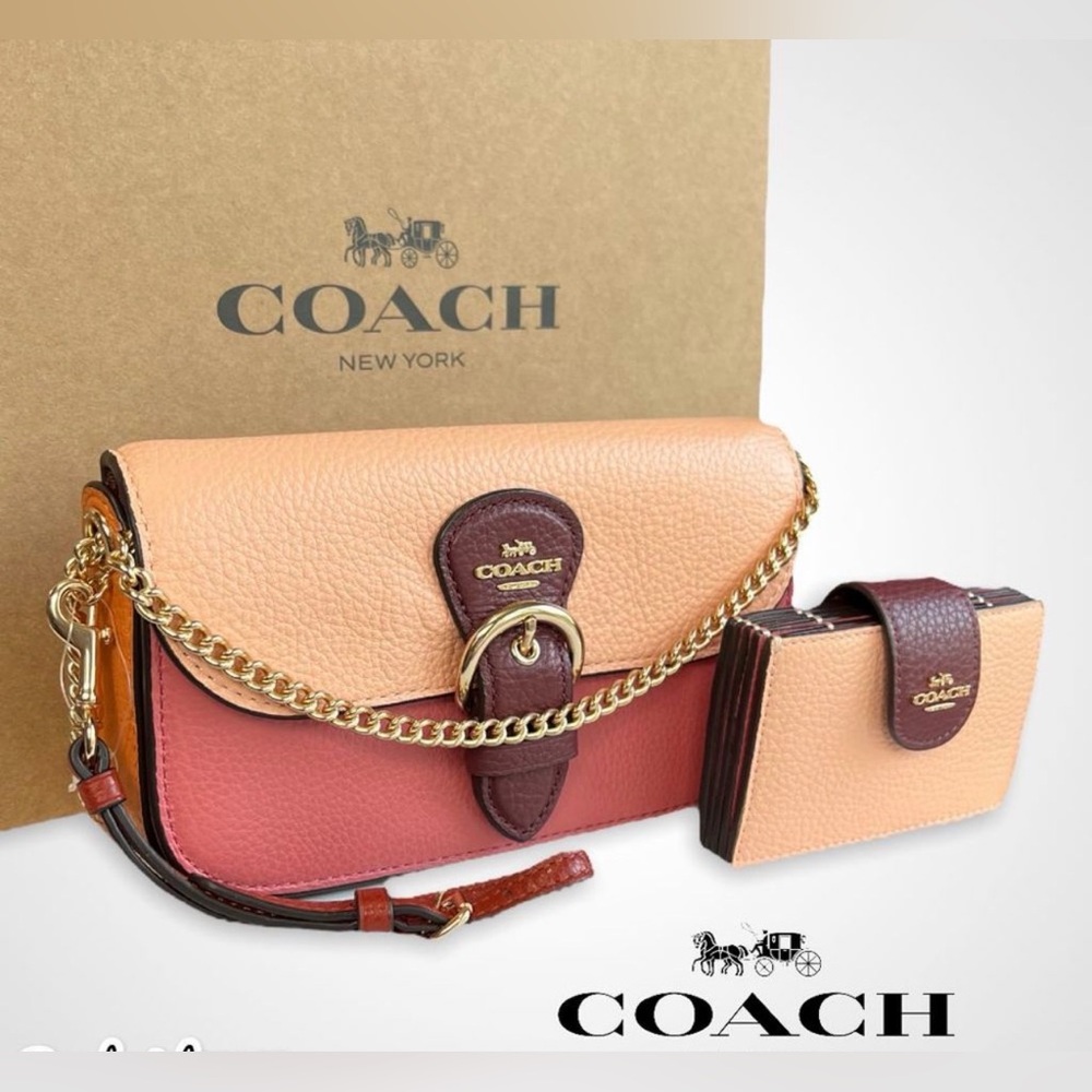 Coach KLEO In Colorblock Leather Shoulder/Crossbody And Matching Wallet Set - Picture 5 of 8